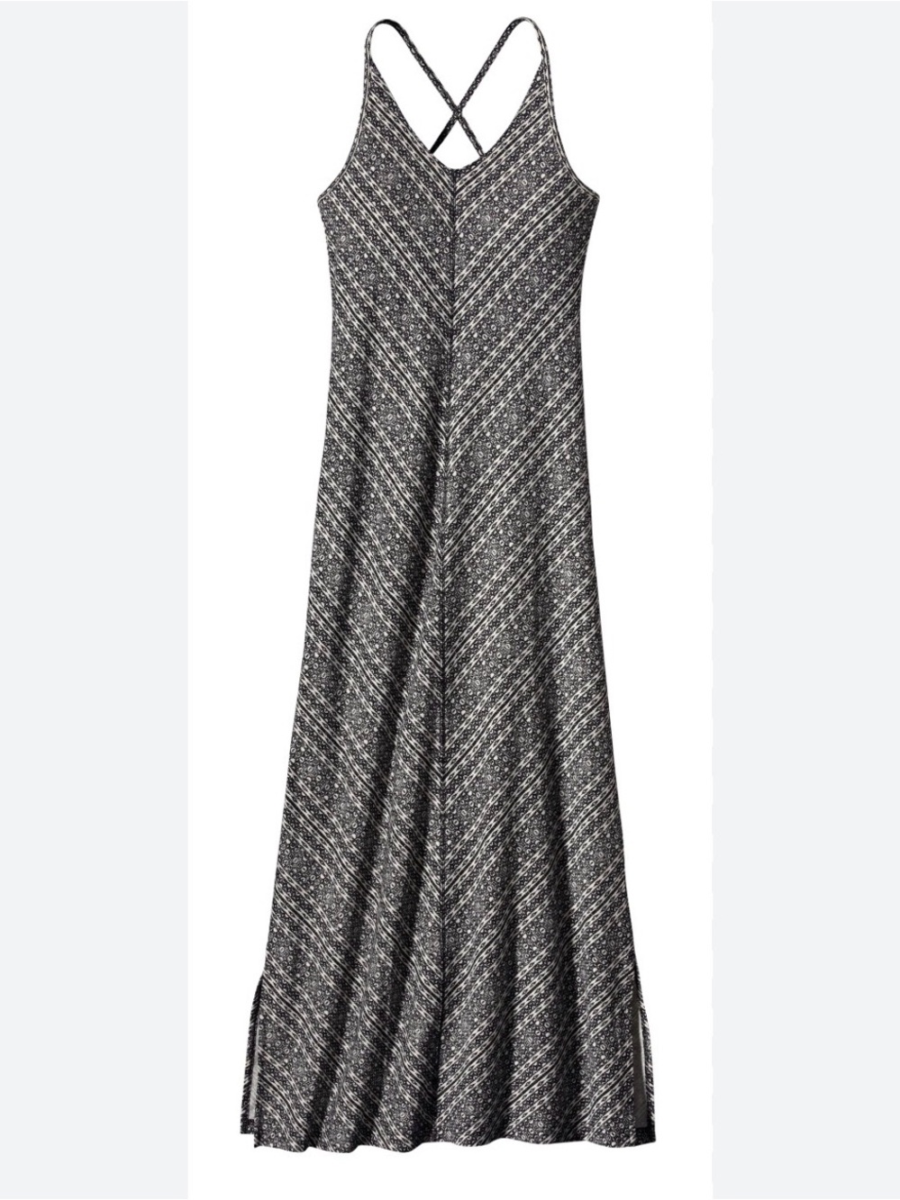 Patagonia Black & White Chevron-Print Maxi Dress with Crisscross Straps